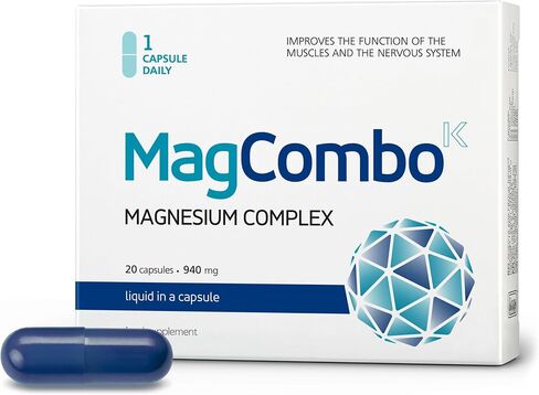 MAGCOMBO - المغنيسيوم النقي المركّز ، صيغة زيت خاصة مع أقصى قدر من الامتصاص للتشنجات في الساق ، عضلات متوترة ، نوم ، مخصب بالفيتامينات в2 ، в6 ، в12 و с ، كبسولة واحدة فقط يوميًا. (حزمة 1) in Kuwait