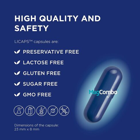 MAGCOMBO - المغنيسيوم النقي المركّز ، صيغة زيت خاصة مع أقصى قدر من الامتصاص للتشنجات في الساق ، عضلات متوترة ، نوم ، مخصب بالفيتامينات в2 ، в6 ، в12 و с ، كبسولة واحدة فقط يوميًا. (حزمة 1) in Kuwait