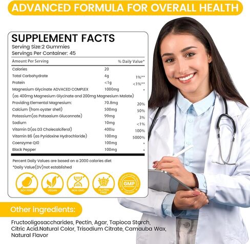 غليسينات المغنيسيوم غليسينات 1000mg - 90 ct | مكملات البوتاسيوم المغنيسيوم للاسترخاء ، وتخفيف الإجهاد ، مع فيتامين D ، B6 ، CoQ10 لدعم المزاج والكهف - البرتقاليين in Kuwait