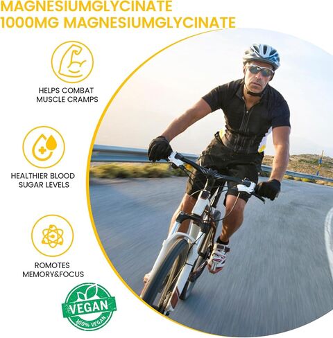 غليسينات المغنيسيوم غليسينات 1000mg - 90 ct | مكملات البوتاسيوم المغنيسيوم للاسترخاء ، وتخفيف الإجهاد ، مع فيتامين D ، B6 ، CoQ10 لدعم المزاج والكهف - البرتقاليين in Kuwait