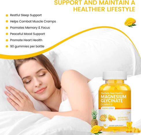 غليسينات المغنيسيوم غليسينات 1000mg - 90 ct | مكملات البوتاسيوم المغنيسيوم للاسترخاء ، وتخفيف الإجهاد ، مع فيتامين D ، B6 ، CoQ10 لدعم المزاج والكهف - البرتقاليين in Kuwait