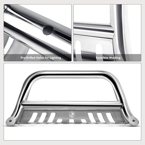 YHTAUTO 3" Bull Bar Push Bar with Skid Plate Light Mount Fit Chevy Models, Silverado 1500 2019-2025, Silverado 1500 LTD 2022, S/S 304 Brush Guard for Truck Front Bumper Off Road Accessories in Saudi Arabia
