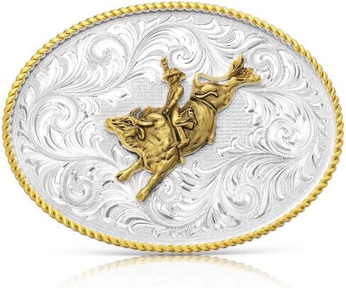 Montana Silversmiths Rosebud Legacy Galloping Horse Rope Trim Oval Western Belt Buckle in Saudi Arabia