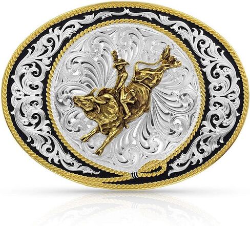 Montana Silversmiths Rosebud Legacy Galloping Horse Rope Trim Oval Western Belt Buckle in Saudi Arabia