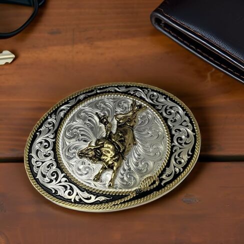 Montana Silversmiths Rosebud Legacy Galloping Horse Rope Trim Oval Western Belt Buckle in Saudi Arabia