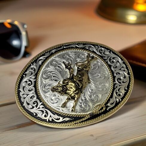 Montana Silversmiths Rosebud Legacy Galloping Horse Rope Trim Oval Western Belt Buckle in Saudi Arabia
