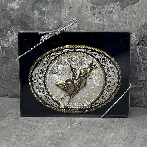 Montana Silversmiths Rosebud Legacy Galloping Horse Rope Trim Oval Western Belt Buckle in Saudi Arabia