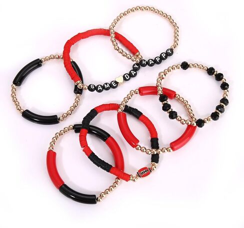 Football Bracelet for Women Beaded Heishi HAPPY GAME DAY Stretch Bracelet Sports Football Charm Bracelet Game Day Accessories Outfit Football Mom Jewelry Gifts in Saudi Arabia