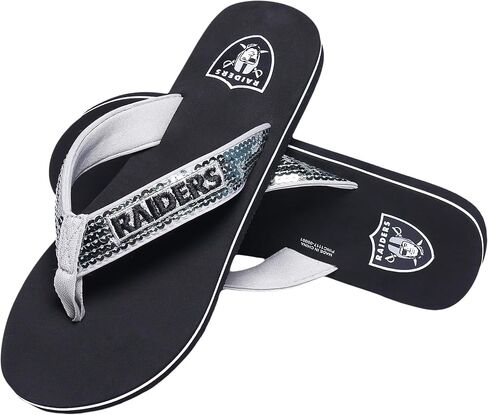 FOCO Womens NFL Team Logo Sequin Strap Sandals Flip Flops in Saudi Arabia
