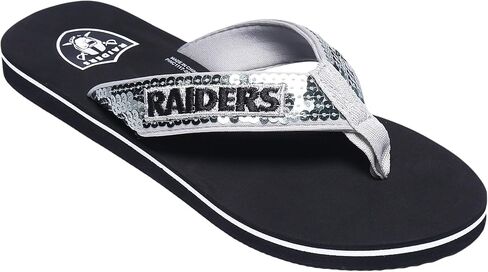 FOCO Womens NFL Team Logo Sequin Strap Sandals Flip Flops in Saudi Arabia