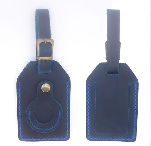 2-Pack Genuine Leather Airtag luggage tag holder airtags for suitcases – Brown & Grey Set with Premium Finish for Practical and Elegant Travel Gear in Saudi Arabia