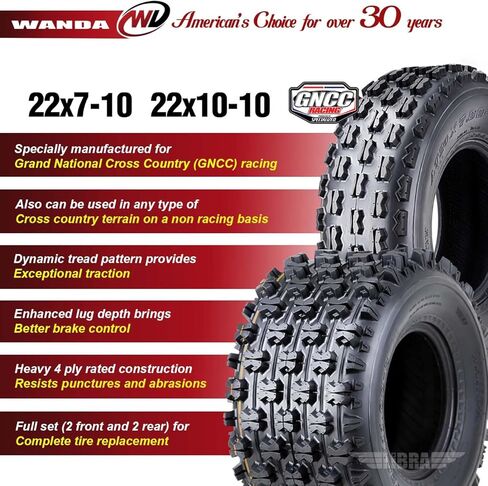 مجموعة Wanda 4 إطارات ATV 22x7-10 و 22x10-10 Yamaha Timberwolf 250 إطارات سباق Bealtracker in Saudi Arabia