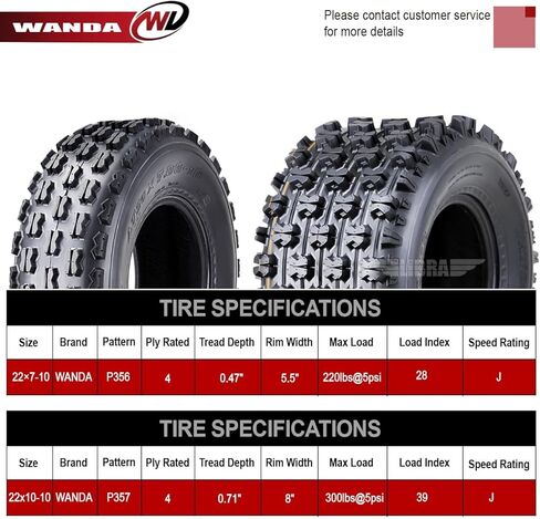 مجموعة Wanda 4 إطارات ATV 22x7-10 و 22x10-10 Yamaha Timberwolf 250 إطارات سباق Bealtracker in Saudi Arabia