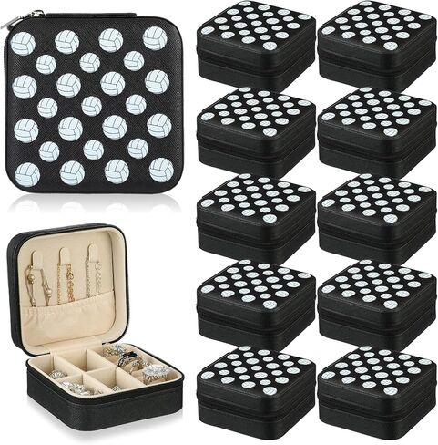 12 Pcs Volleyball Gifts for Team Bulk, Volleyball Jewelry Box, Small Travel Jewelry Case, Volleyball Mini Portable Jewelry Case Organizer Storage Box for Volleyball Team Coach Party Supplies in Kuwait