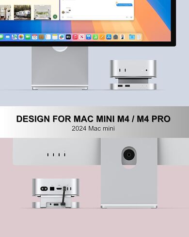 MAC MINI M4 Dock ، حامل الألومنيوم ومركز MAC MINI M4 و M4 Pro 2024 مع M.2 NVME SSD العلبة ، 4K 60Hz HDMI ، 2x USB-A 10GBPS ، قراء بطاقة SD/TF ، USB 2.0 بيانات (Silver) │Accorsories in Kuwait