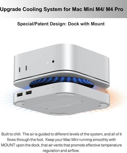 MAC MINI M4 Dock ، حامل الألومنيوم ومركز MAC MINI M4 و M4 Pro 2024 مع M.2 NVME SSD العلبة ، 4K 60Hz HDMI ، 2x USB-A 10GBPS ، قراء بطاقة SD/TF ، USB 2.0 بيانات (Silver) │Accorsories in Kuwait