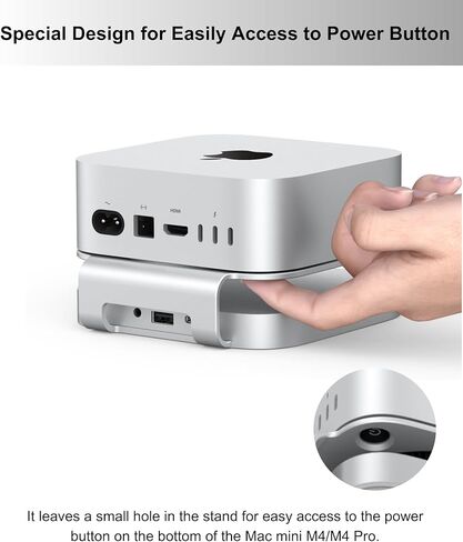 MAC MINI M4 Dock ، حامل الألومنيوم ومركز MAC MINI M4 و M4 Pro 2024 مع M.2 NVME SSD العلبة ، 4K 60Hz HDMI ، 2x USB-A 10GBPS ، قراء بطاقة SD/TF ، USB 2.0 بيانات (Silver) │Accorsories in Kuwait