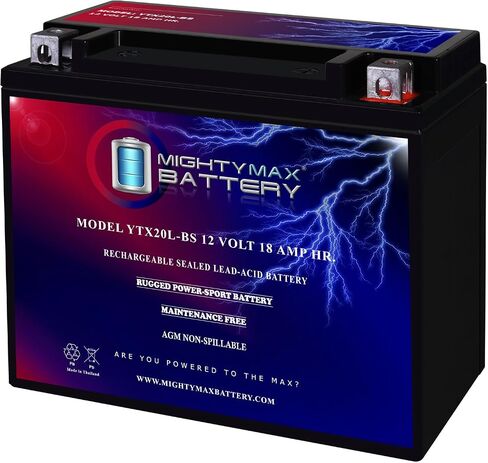 Mighty Max Battery YTX20L-BS Battery استبدال Everstart ES20LBS PowerSport in Saudi Arabia