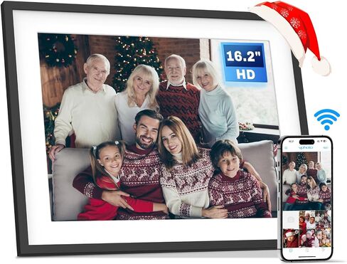 إطار صورة رقمي كبير مقاس 16.2 بوصة من Arktronic، إطار صورة رقمي 32 جيجابايت IPS HD تعمل باللمس، إطار صورة إلكتروني WIFI مثبت على الحائط يدور تلقائيًا، مشاركة الصور والفيديو عبر التطبيق والبريد الإلكتروني، جهاز التحكم عن بعد in Saudi Arabia