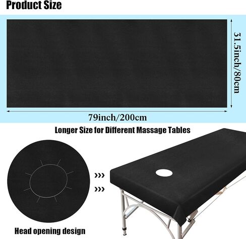 Kinlop 100 Pieces 31.5 x 71 Inch Disposable Bed Sheets Waterproof Massage Table Sheets Black Tattoo Drape Sheets Fabric Non-Woven Bed Cover for Travel Spa Hotel Salon in Saudi Arabia