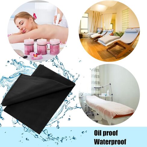 Kinlop 100 Pieces 31.5 x 71 Inch Disposable Bed Sheets Waterproof Massage Table Sheets Black Tattoo Drape Sheets Fabric Non-Woven Bed Cover for Travel Spa Hotel Salon in Saudi Arabia