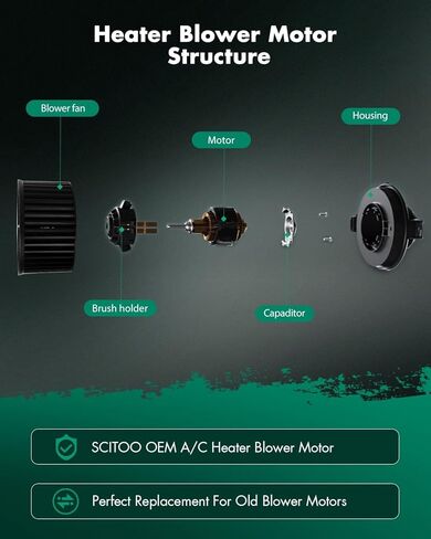 SCITOO 700217 HVAC Blower Motor for Ford Vehicles - AC Heater Blower Motor Fit for 2008-2011 for Ford Focus HVAC Heater Blower Motor with Fan Cage Replacement OE-FO3126132, PM9202, 8S43 19846 AA in Saudi Arabia