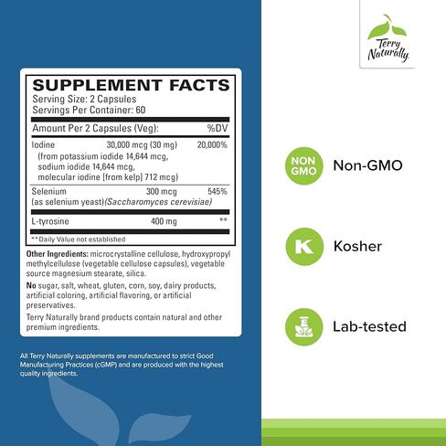 Terry Naturally - Thyroid Care - 60 Capsules - Iodine, L-tyrosine, Complete Metabolic Function Terry Naturally - Thyroid Care - 60 Capsules - Iodine, L-tyrosine, Complete Metabolic Function in Kuwait