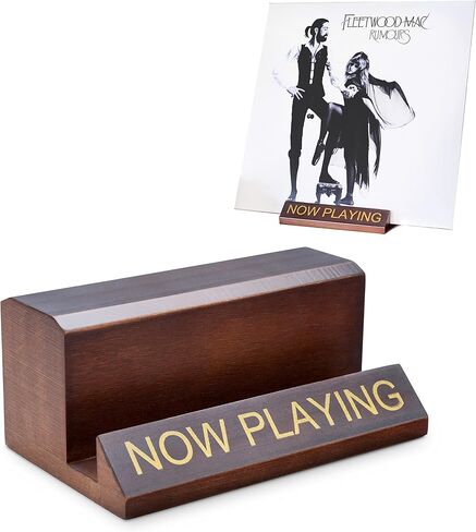 Now Playing Vinyl Record Stand - White Gold Wooden Vinyl Record Holder for Albums & Record Decor, Now Spinning Record Stand for Turntables & Accessories Gifts For Vinyl Record Lovers! in Saudi Arabia