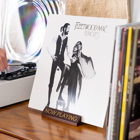 Now Playing Vinyl Record Stand - White Gold Wooden Vinyl Record Holder for Albums & Record Decor, Now Spinning Record Stand for Turntables & Accessories Gifts For Vinyl Record Lovers! in Saudi Arabia