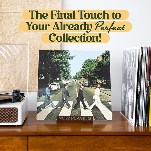 Now Playing Vinyl Record Stand - White Gold Wooden Vinyl Record Holder for Albums & Record Decor, Now Spinning Record Stand for Turntables & Accessories Gifts For Vinyl Record Lovers! in Saudi Arabia