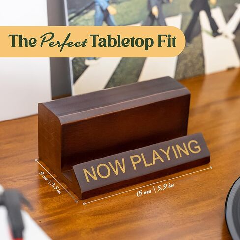 Now Playing Vinyl Record Stand - White Gold Wooden Vinyl Record Holder for Albums & Record Decor, Now Spinning Record Stand for Turntables & Accessories Gifts For Vinyl Record Lovers! in Saudi Arabia