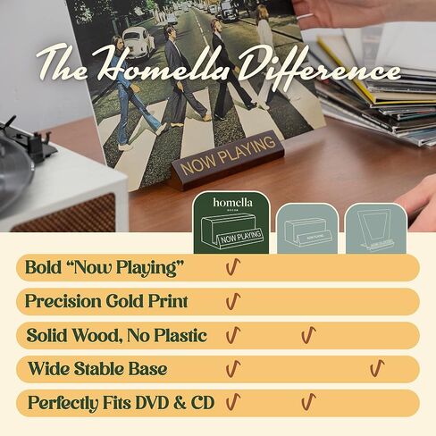 Now Playing Vinyl Record Stand - White Gold Wooden Vinyl Record Holder for Albums & Record Decor, Now Spinning Record Stand for Turntables & Accessories Gifts For Vinyl Record Lovers! in Saudi Arabia