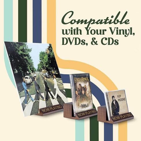 Now Playing Vinyl Record Stand - White Gold Wooden Vinyl Record Holder for Albums & Record Decor, Now Spinning Record Stand for Turntables & Accessories Gifts For Vinyl Record Lovers! in Saudi Arabia