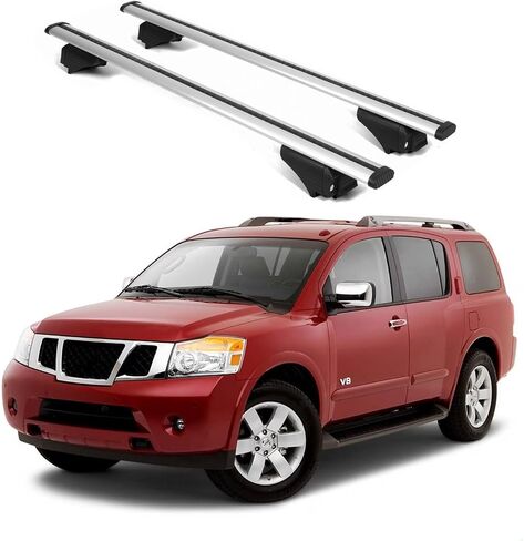 ERKUL Roof Rack Cross Bars for Nissan Armada 2008-2015 | Aluminum Crossbars with Anti Theft Lock for Rooftop | Compatible with Raised Rails - Silver in Saudi Arabia