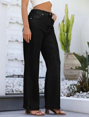Womens Jeans High Waisted Straight Leg Loose Stretchy Lightweight Tummy Control Trendy Jeans for Women 2025 Black in Saudi Arabia