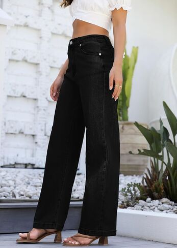 Womens Jeans High Waisted Straight Leg Loose Stretchy Lightweight Tummy Control Trendy Jeans for Women 2025 Black in Saudi Arabia
