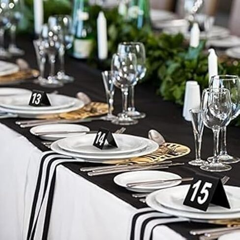 أرقام طاولات بلاستيكية مزدوجة الجوانب للمطاعم، لافتات جلوس الزفاف للحفلات والمآدب وأرقام الطاولات - 4 بوصة × 4 بوصة أبيض على أسود (100) in Kuwait