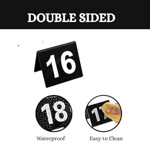 أرقام طاولات بلاستيكية مزدوجة الجوانب للمطاعم، لافتات جلوس الزفاف للحفلات والمآدب وأرقام الطاولات - 4 بوصة × 4 بوصة أبيض على أسود (100) in Kuwait