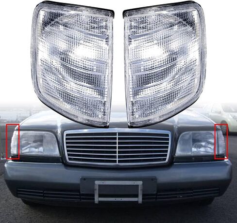 Astra Depot Pair Front Bumper Turn Signal Light Housing Clear Lens Compatible with Mercedes W124 E-Class Sedan 1985-1995 in Saudi Arabia