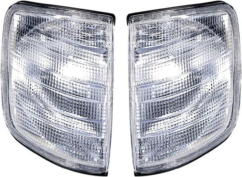 Astra Depot Pair Front Bumper Turn Signal Light Housing Clear Lens Compatible with Mercedes W124 E-Class Sedan 1985-1995 in Saudi Arabia
