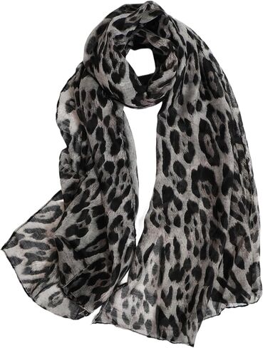 Women's Leopard Print Scarves Lady Lightweight Scarf Soft Sunscreen Shawls Vintage Wrap Shawl in Saudi Arabia