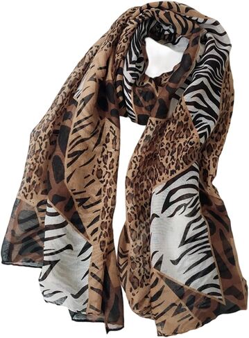 Women's Leopard Print Scarves Lady Lightweight Scarf Soft Sunscreen Shawls Vintage Wrap Shawl in Saudi Arabia