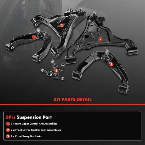 A-Premium Set of 6, Front Upper & Lower Control Arm, Sway Bar Link, Compatible with Nissan Frontier 2005-2018, Pathfinder 2005-2012, Xterra 2005-2015 in Saudi Arabia