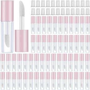 Patelai 100 Pieces 1.2 ml Clear Mini Lip Gloss Tube Refillable Empty Lip Balm Gloss Containers for DIY Makeup, Pink in Kuwait
