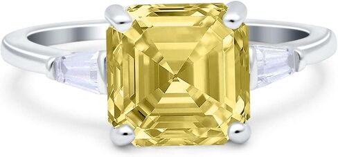 Blue Apple Co. Asscher Cut Art Deco Wedding Engagement Ring Bridal Baguette Simulated Cubic Zirconia 925 Sterling Silver in Saudi Arabia