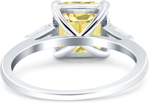 Blue Apple Co. Asscher Cut Art Deco Wedding Engagement Ring Bridal Baguette Simulated Cubic Zirconia 925 Sterling Silver in Saudi Arabia