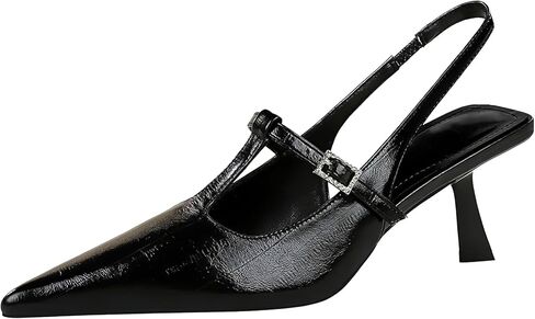 Baobeijiadao Womens مدببة إصبع القدم الكعب slingback زلة على مضخات قريبة من الإرشاد in Kuwait