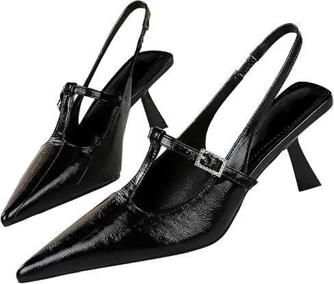 Baobeijiadao Womens مدببة إصبع القدم الكعب slingback زلة على مضخات قريبة من الإرشاد in Kuwait
