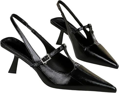Baobeijiadao Womens مدببة إصبع القدم الكعب slingback زلة على مضخات قريبة من الإرشاد in Kuwait