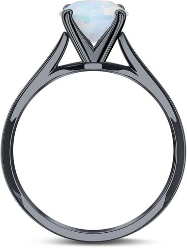 Blue Apple Co. Emerald Cut Cubic Zirconia Cathedral Solitaire Wedding Engagement Ring 925 Sterling Silver Center Stone-(7mmx5mm) in Kuwait
